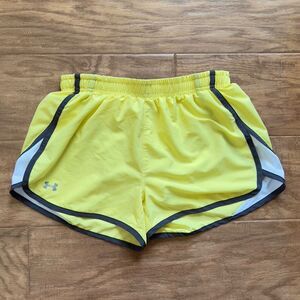 Under Armour Running Shorts Women's Size S Yellow White Gray Brief Lined